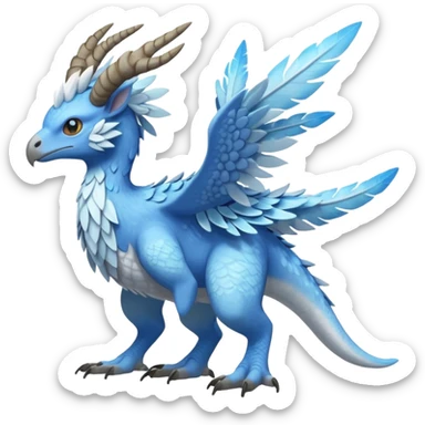 Raptorik scaley feathery horned Amaura-Aurorus-Pokémon-Fakémon-hybrid-fusion-creature, full body sticker