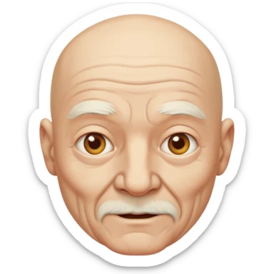 Bald old man with no facial hair sticker