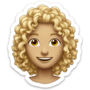 Curly blonde hippie skinny smile sticker