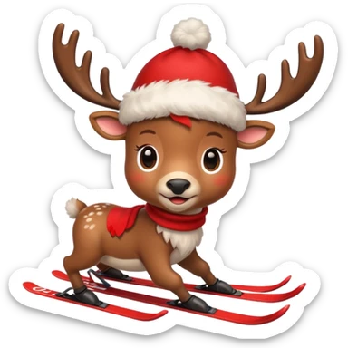 baby reindeer skiing sticker