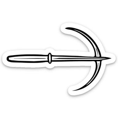 A sickle attached to the end of a rifle as a bayonet weapon sticker