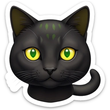 Black exotic cat with yellow-green eyes sticker