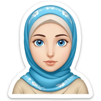 Turkish beautiful finish Konya girl blue eyes with spring design hijab  sticker