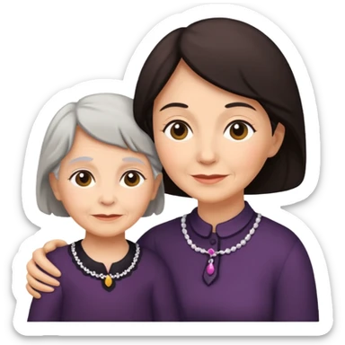 Silueta de anciana e hija sticker