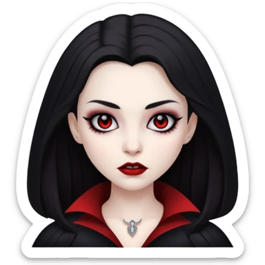 девушка вампир с темными волосами, очень бледной кожей и черным макияжем глаз sticker