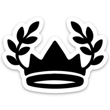 minimal icon of a Greek god crown with more perspective, laurel leaves arranged more horizontally, in silver color, type 1 sticker