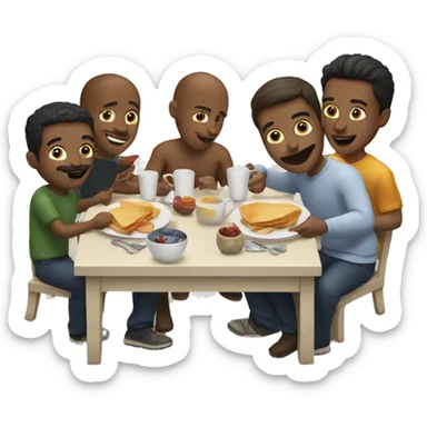 A group of male friends having breakfast  sticker