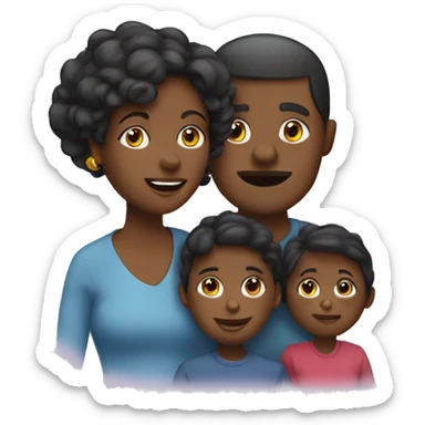 une famille noir de 3 enfants et 2 parents sticker