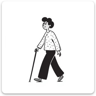 elderly woman with short hair walking sticker