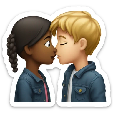 Girl and boy kiss sticker