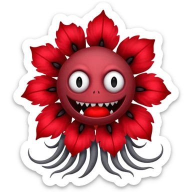 Grey creepy flower with red and blood on inside but as a monster with no face sticker