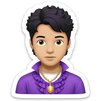 Prince Rogers Nelson olive skin, black hair, brown eyes, purple outfit sticker