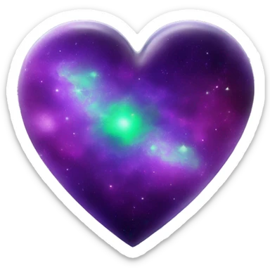 green and purple galaxy heart sticker