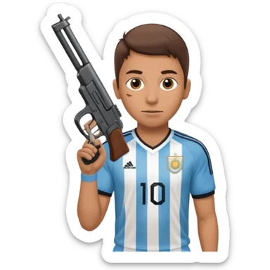 haz un turro con una biszera para atras y con un arma remera argentina pero arma de fuego sticker