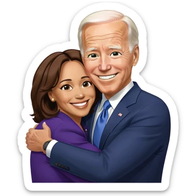 Biden hugging Kamala Harris  sticker