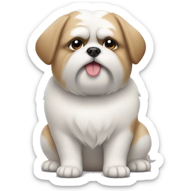 white fat short shitzu dog sticker
