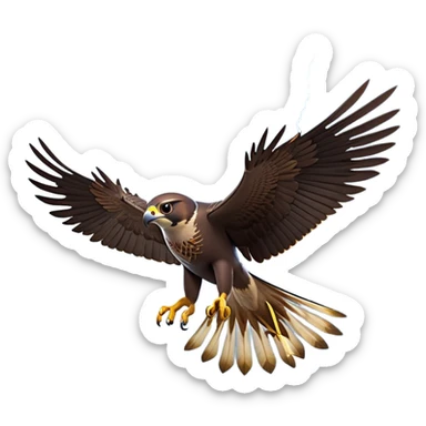 cinematic-falcon-realistic-full-body-diving-emoji,-sleek-aerodynamic-frame-plummeting-through-the-air-with-lightning-speed,-razor-sharp-talons-poised-for-the-strike,-feathered-wings-angled-for-maximum-precision,-keen-dark-eyes-locked-onto-its-prey,-patterned-grey-and-white-feathers-glinting-in-the-sun,-simplified-yet-realistic-focused-features,-highly-detailed,-glowing-with-a-sharp-intense-aura sticker