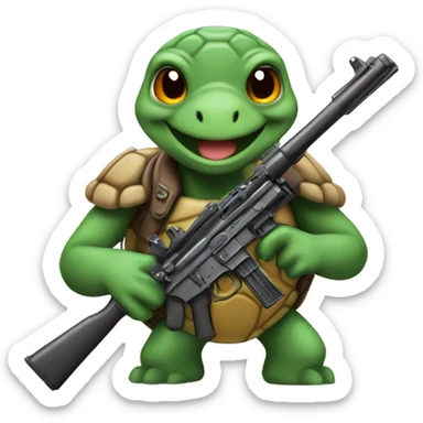turtle with a lot of guns sticker
