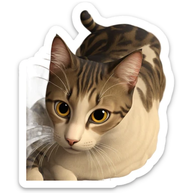 realistic cat gazing intently sticker
