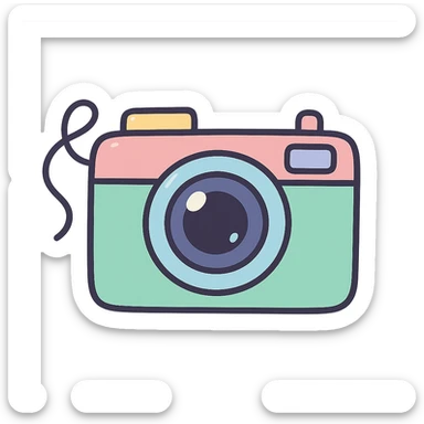 a retro camera in pastel toon style, soft colors, playful look sticker