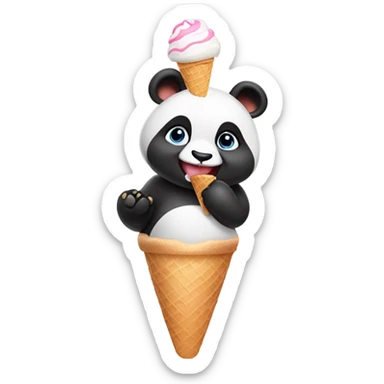 Panda eating ice cream sticker