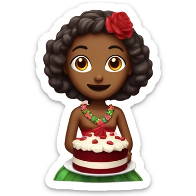 hula dancer eating red velvet cake sticker