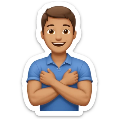 Crossed arms holding neck laughing guy sticker