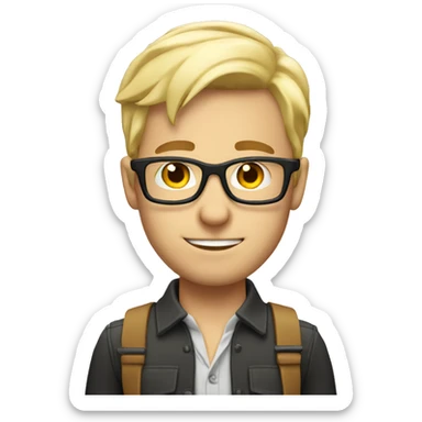 Nerd cool blonde guy sticker