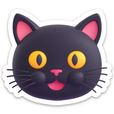 Change the color of the cat face emoji to black while keeping it cute, in a 3D icon style consistent with apple emoji style. sticker