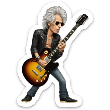 Keith Richards with guitar sticker