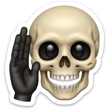 skull emoji with a gentle pat gesture sticker