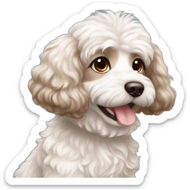 Long brown hair turkish girl with white maltipoo sticker