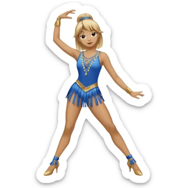 blue jazz style dance costume with tassels on dirty blonde full body sticker