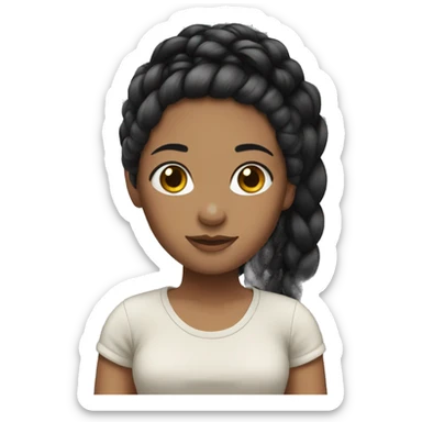 girl with black braided hair sticker