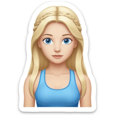  long blown out blonde hair woman blue eyes pilates princess  sticker