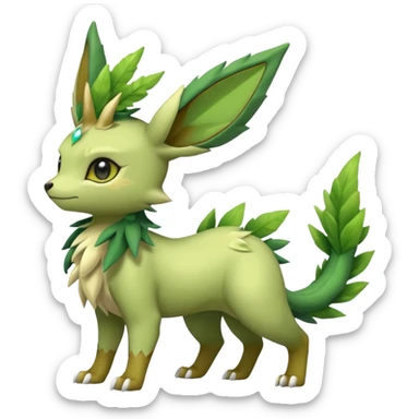 Kawaii cute cool feral Sprigatito-Leafeon-Sceptile-Fakémon-hybrid (full body) sticker
