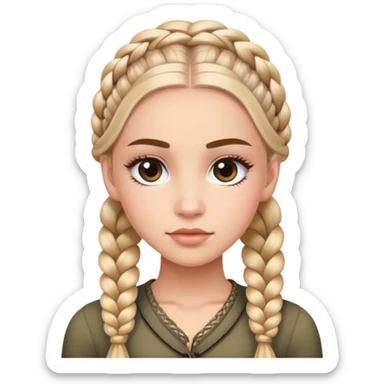 Beautiful character with Dutch braids, long dramatic eyelashes, and a very attractive face sticker
