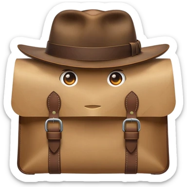 shopping bag with an Indiana Jones hat on top sticker