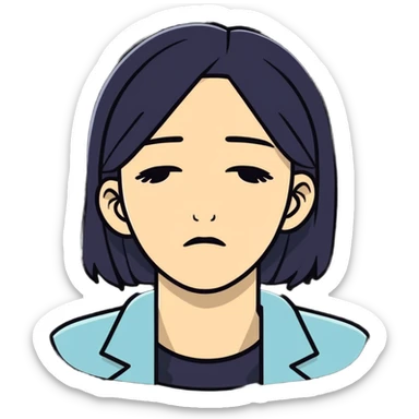 Crea un emoji de una mujer cansada del que hacer sticker