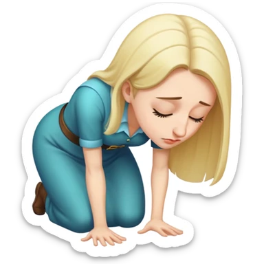 woman bowing on a giant nose sticker