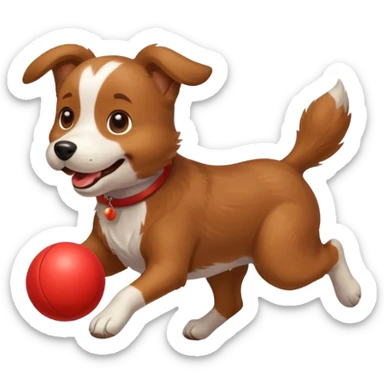 happy dog running after ball sticker