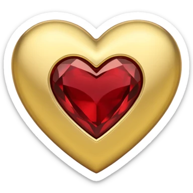 Soft colored gold heart with garnet trim sticker