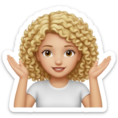 Not guilty hands up smirk girl curly blonde haie sticker