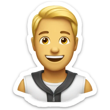 A person covering smiling  sticker