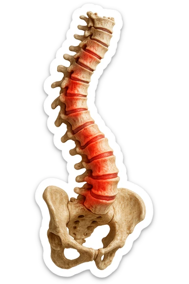 spina dorsale infiammata e storta, scoliosi, iperrealistico 4k sticker