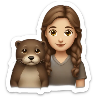 a brown haired danish girl and her otter sticker