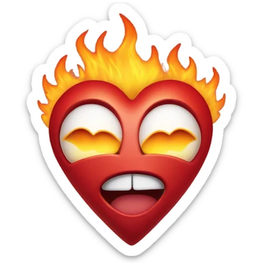 heart in fire sticker