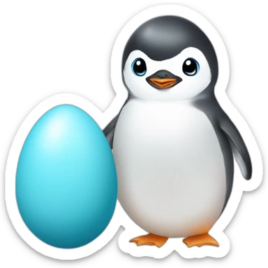 kawaï baby blue penguin hatching from its egg sticker