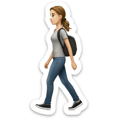 A white  girl  is walking to the right sticker