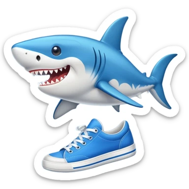 Tiburón con zapatillas azules  sticker